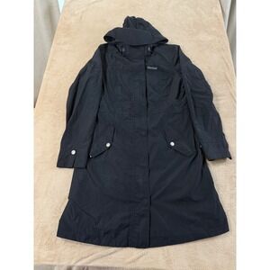 Marmot MemBrain Women M Black Waterproof Trench Coat Hooded Rain Jacket EUC